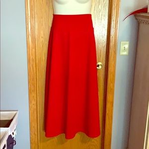 Full length red skirt